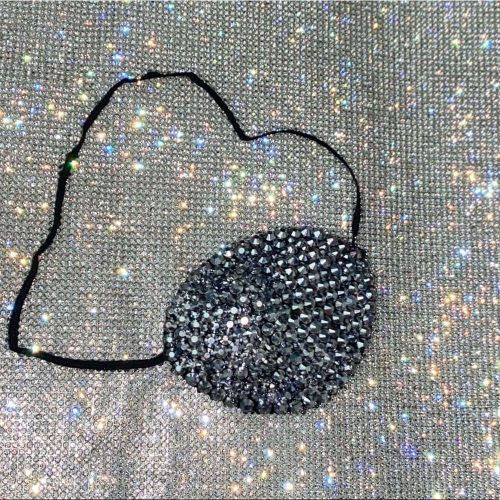 Silver Platinum Rhinestone Fancy Eye Patch